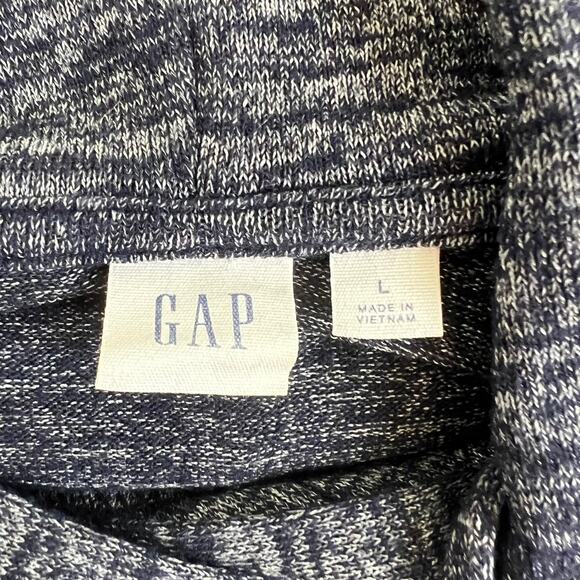 Gap Womens Hoodie Sweater Large Navy Blue Gray Marled Knit Pullover Long Sleeve - Picture 4 of 5